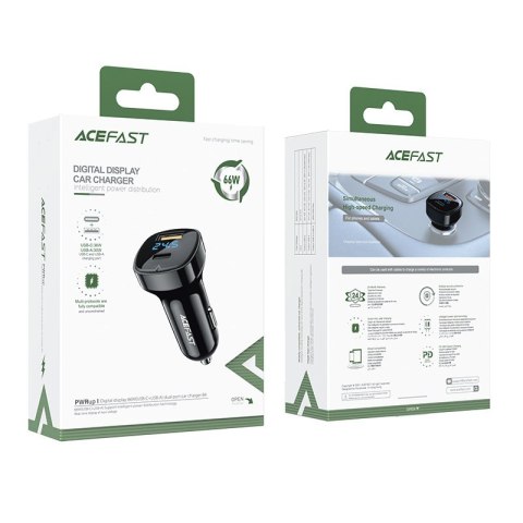 Ładowarka samochodowa 66W USB-C USB Power Delivery QC 4.0 FCP czarny Ładowarka samochodowa 66W USB-C USB Power Delivery QC 4.0 FCP czarny