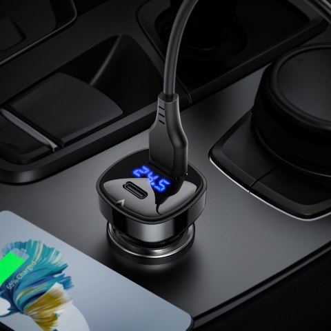 Ładowarka samochodowa 66W USB-C USB Power Delivery QC 4.0 FCP czarny Ładowarka samochodowa 66W USB-C USB Power Delivery QC 4.0 FCP czarny