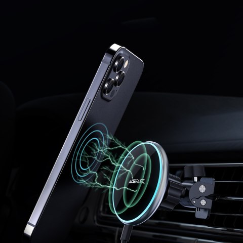 Samochodowa ładowarka bezprzewodowa Qi z MagSafe 15W na kratkę wentylacji czarny Samochodowa ładowarka bezprzewodowa Qi z MagSafe 15W na kratkę wentylacji czarny