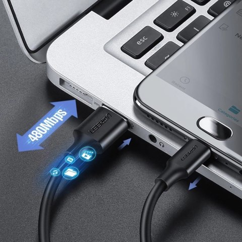 Kabel przewód micro USB - USB-A 0.5m - czarny Kabel przewód micro USB - USB-A 0.5m - czarny