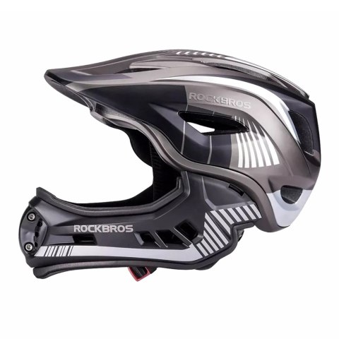 Kask rowerowy MTB dziecięcy z odpinaną szczęką rozmiar L - szary Kask rowerowy MTB dziecięcy z odpinaną szczęką rozmiar L - szary