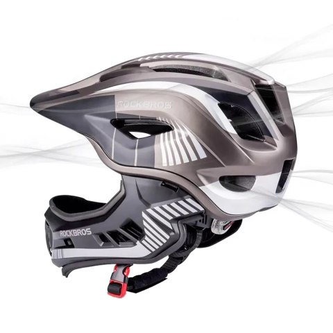 Kask rowerowy MTB dziecięcy z odpinaną szczęką rozmiar L - szary Kask rowerowy MTB dziecięcy z odpinaną szczęką rozmiar L - szary