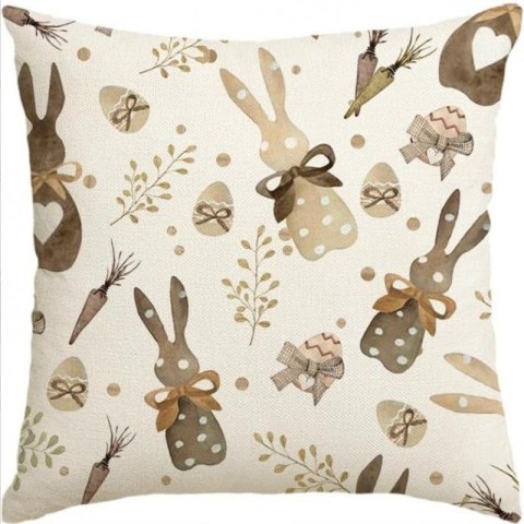 Lniana poszewka na poduszkę 45 x 45 cm motyw wiosenny KRÓLICZKI POD225 Lniana poszewka na poduszkę 45 x 45 cm motyw wiosenny KRÓLICZKI POD225