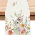 Lniany bieżnik na stół wielkanocny, króliczek, EASTER 180 x 33cm BZK04