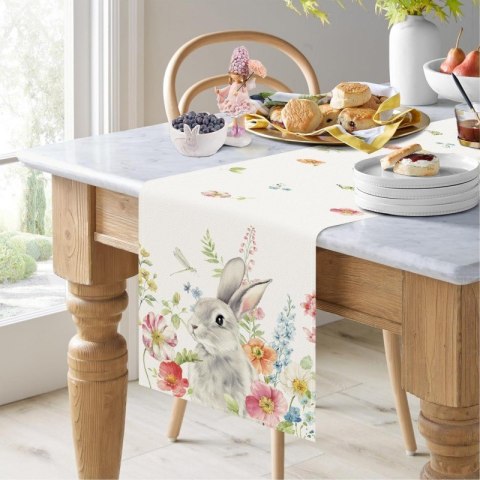 Lniany bieżnik na stół wielkanocny, króliczek, EASTER 180 x 33cm BZK04 Lniany bieżnik na stół wielkanocny, króliczek, EASTER 180 x 33cm BZK04