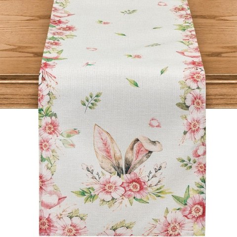 Lniany bieżnik na stół wielkanocny, uszy króliczka, EASTER 180 x 33cm BZK03 Lniany bieżnik na stół wielkanocny, uszy króliczka, EASTER 180 x 33cm BZK03