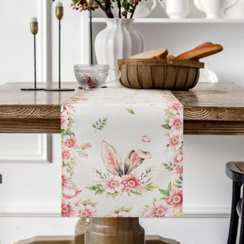 Lniany bieżnik na stół wielkanocny, uszy króliczka, EASTER 180 x 33cm BZK03 Lniany bieżnik na stół wielkanocny, uszy króliczka, EASTER 180 x 33cm BZK03