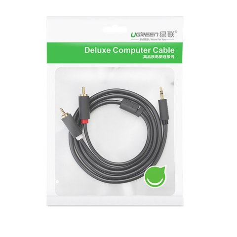 Kabel przewód audio 3.5mm minijack (męski) - 2RCA (męski) 5m - szary Kabel przewód audio 3.5mm minijack (męski) - 2RCA (męski) 5m - szary