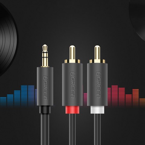 Kabel przewód audio 3.5mm minijack (męski) - 2RCA (męski) 5m - szary Kabel przewód audio 3.5mm minijack (męski) - 2RCA (męski) 5m - szary