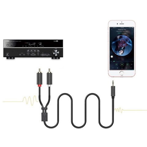 Kabel przewód audio 3.5mm minijack (męski) - 2RCA (męski) 5m - szary Kabel przewód audio 3.5mm minijack (męski) - 2RCA (męski) 5m - szary