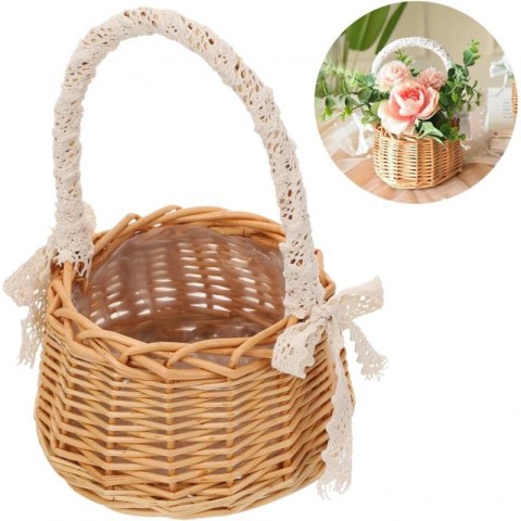 Koszyk, Koszyczek wiklinowy z ażurową kokardką Wielkanoc 19 cm ROS14 Koszyk, Koszyczek wiklinowy z ażurową kokardką Wielkanoc 19 cm ROS14