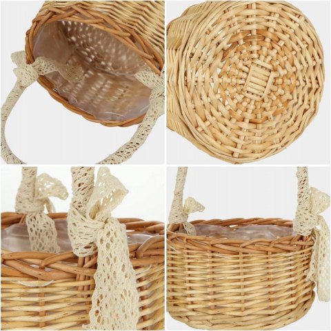Koszyk, Koszyczek wiklinowy z ażurową kokardką Wielkanoc 19 cm ROS14 Koszyk, Koszyczek wiklinowy z ażurową kokardką Wielkanoc 19 cm ROS14