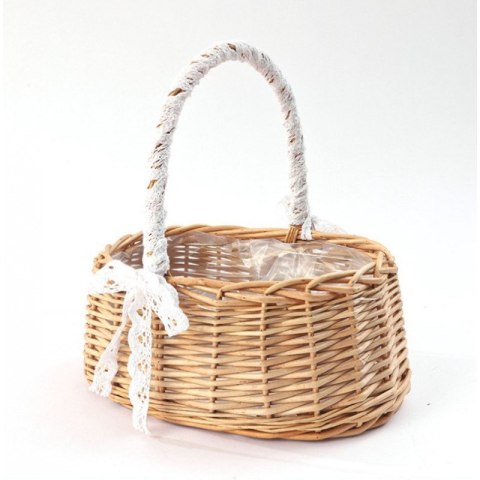 Koszyk, Koszyczek wiklinowy z ażurową kokardką Wielkanoc 24 x 26 cm ROS19 Koszyk, Koszyczek wiklinowy z ażurową kokardką Wielkanoc 24 x 26 cm ROS19