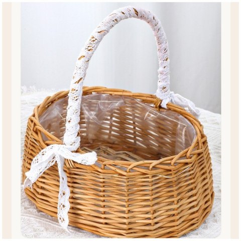 Koszyk, Koszyczek wiklinowy z ażurową kokardką Wielkanoc 24 x 26 cm ROS19 Koszyk, Koszyczek wiklinowy z ażurową kokardką Wielkanoc 24 x 26 cm ROS19