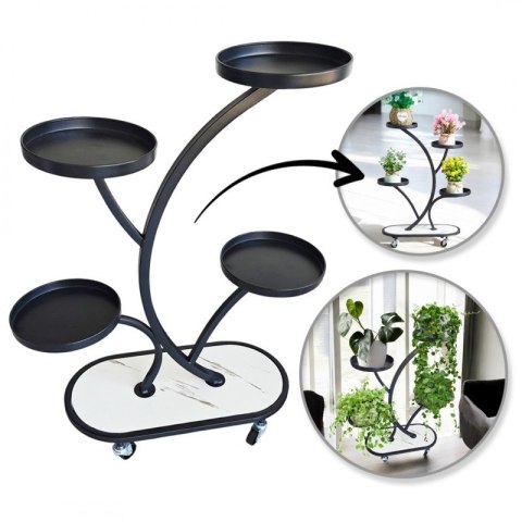 Kwietnik, regał, stojak na kwiaty metalowy na kółkach 50x 25x 80cm SZ43CZ Kwietnik, regał, stojak na kwiaty metalowy na kółkach 50x 25x 80cm SZ43CZ