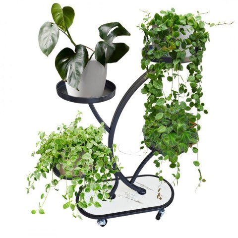 Kwietnik, regał, stojak na kwiaty metalowy na kółkach 50x 25x 80cm SZ43CZ Kwietnik, regał, stojak na kwiaty metalowy na kółkach 50x 25x 80cm SZ43CZ