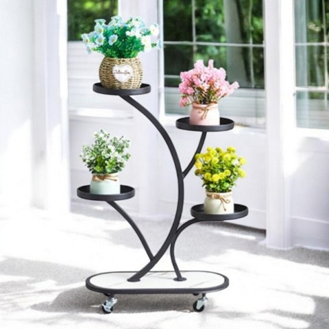 Kwietnik, regał, stojak na kwiaty metalowy na kółkach 50x 25x 80cm SZ43CZ Kwietnik, regał, stojak na kwiaty metalowy na kółkach 50x 25x 80cm SZ43CZ