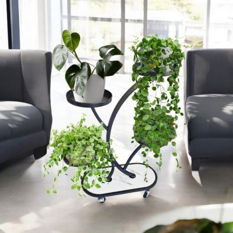 Kwietnik, regał, stojak na kwiaty metalowy na kółkach 50x 25x 80cm SZ43CZ Kwietnik, regał, stojak na kwiaty metalowy na kółkach 50x 25x 80cm SZ43CZ