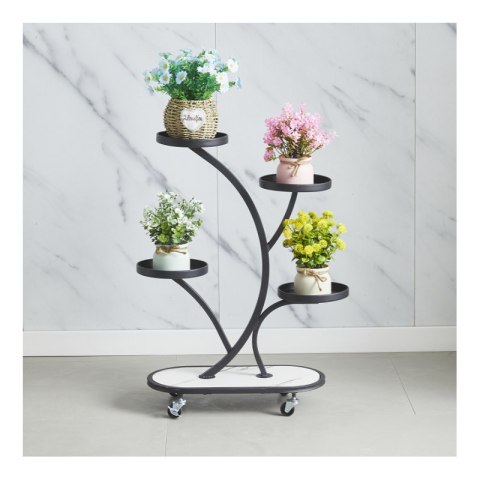 Kwietnik, regał, stojak na kwiaty metalowy na kółkach 50x 25x 80cm SZ43CZ Kwietnik, regał, stojak na kwiaty metalowy na kółkach 50x 25x 80cm SZ43CZ