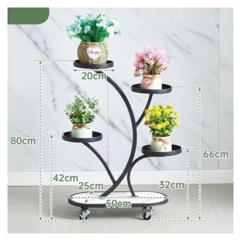 Kwietnik, regał, stojak na kwiaty metalowy na kółkach 50x 25x 80cm SZ43CZ Kwietnik, regał, stojak na kwiaty metalowy na kółkach 50x 25x 80cm SZ43CZ