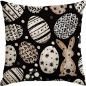 Lniana poszewka na poduszkę 45 x 45 cm WIELKANOCNA Black & white POD233