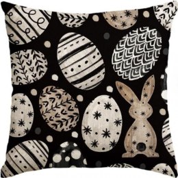 Lniana poszewka na poduszkę 45 x 45 cm WIELKANOCNA Black & white POD233