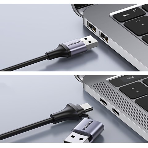 Adapter przejściówka HDMI (żeński) - USB-A / USB-C (męski) - szary Adapter przejściówka HDMI (żeński) - USB-A / USB-C (męski) - szary