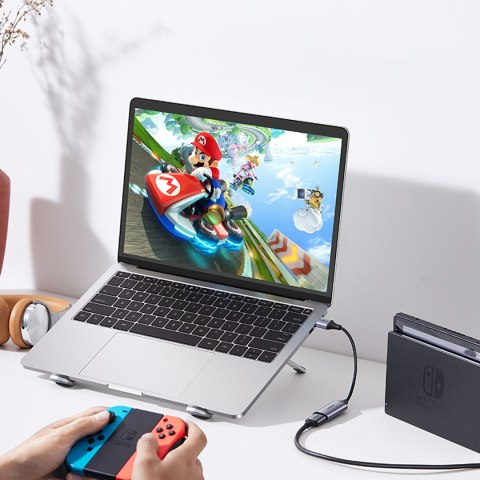 Adapter przejściówka HDMI (żeński) - USB-A / USB-C (męski) - szary Adapter przejściówka HDMI (żeński) - USB-A / USB-C (męski) - szary