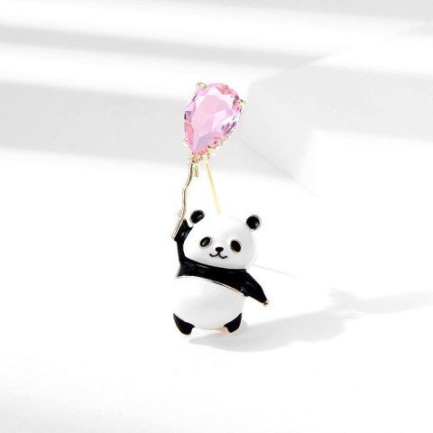 Broszka ozdobna Panda z kryształowym balonikiem BZ200 Broszka ozdobna Panda z kryształowym balonikiem BZ200