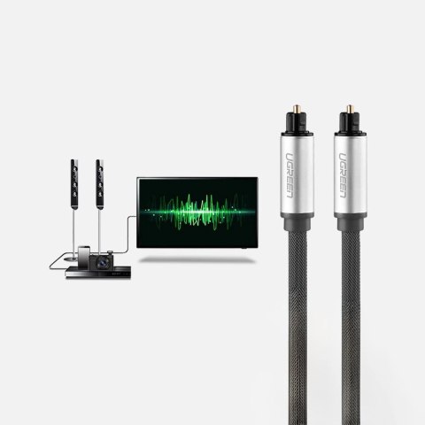 Kabel przewód optyczny audio Toslink SPDIF 2m - szary Kabel przewód optyczny audio Toslink SPDIF 2m - szary