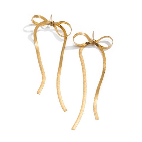 Kolczyki wiszące KOKARDKI żyłka złote eleganckie 3,7 x 10cm K1695 Kolczyki wiszące KOKARDKI żyłka złote eleganckie 3,7 x 10cm K1695