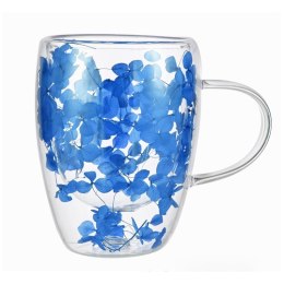 Szklanka termiczna z kwiatami w środku, hortensje 300 ml 1szt SZK104