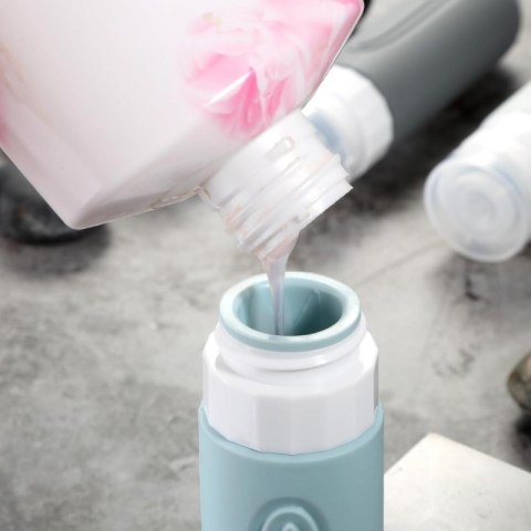 Zestaw silikonowych pojemniczków, buteleczek podróżnych 4w1 90ml KS138 Zestaw silikonowych pojemniczków, buteleczek podróżnych 4w1 90ml KS138