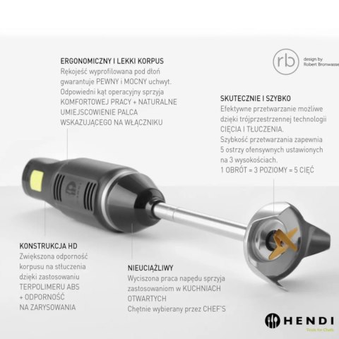 Wydajny mikser blender ręczny z regulacją prędkości 250W Hendi 222157 Wydajny mikser blender ręczny z regulacją prędkości 250W Hendi 222157
