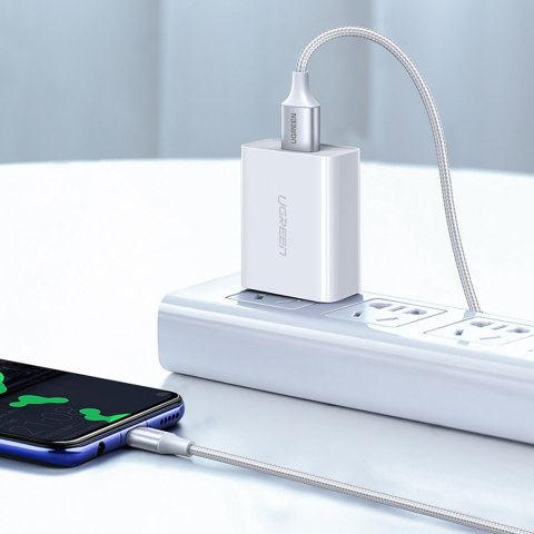 Kabel przewód w oplocie USB-A - USB-C QC 3.0 3A 1.5m - biały Kabel przewód w oplocie USB-A - USB-C QC 3.0 3A 1.5m - biały