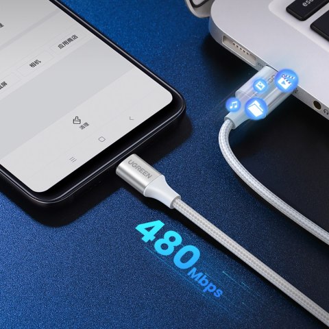 Kabel przewód w oplocie USB-A - USB-C QC 3.0 3A 1.5m - biały Kabel przewód w oplocie USB-A - USB-C QC 3.0 3A 1.5m - biały