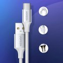 Kabel przewód w oplocie USB-A - USB-C QC 3.0 3A 1.5m - biały