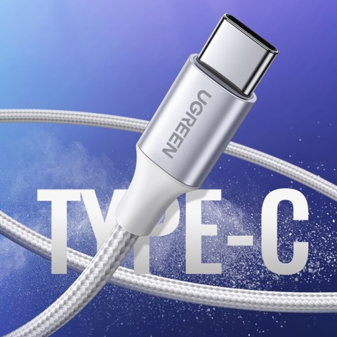 Kabel przewód w oplocie USB-A - USB-C QC 3.0 3A 1m - biały Kabel przewód w oplocie USB-A - USB-C QC 3.0 3A 1m - biały