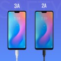 Kabel przewód w oplocie USB-A - USB-C QC 3.0 3A 1m - biały
