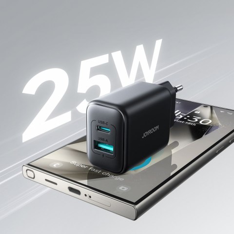 Ładowarka sieciowa USB-C i USB-A 25W SFC PPS PD - czarna Ładowarka sieciowa USB-C i USB-A 25W SFC PPS PD - czarna