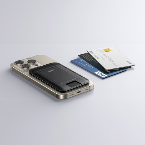 Portfel na karty Magnetic Wallet MagSafe z podstawką - czarny Portfel na karty Magnetic Wallet MagSafe z podstawką - czarny