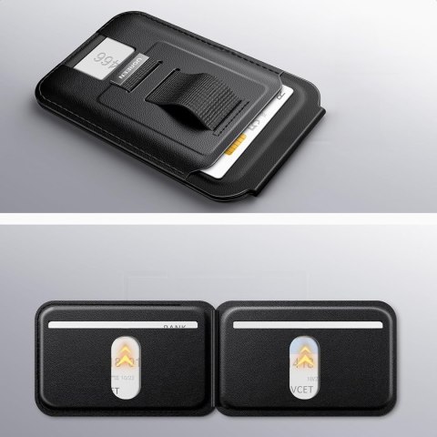Portfel na karty Magnetic Wallet MagSafe z podstawką i uchwytem na palec - czarny Portfel na karty Magnetic Wallet MagSafe z podstawką i uchwytem na palec - czarny