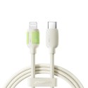 Kabel przewód USB-C - iPhone Lightning z fluorescencyjną końcówką 2m 30W - beżowy
