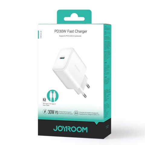 Ładowarka sieciowa USB-C PD 30W QC SFC + kabel USB-C 1m - biały Ładowarka sieciowa USB-C PD 30W QC SFC + kabel USB-C 1m - biały