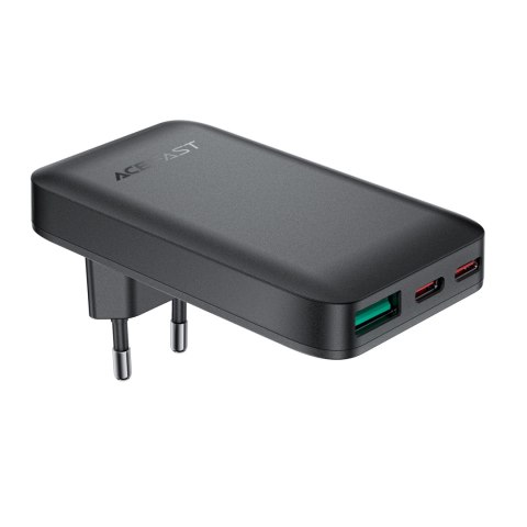 Ładowarka sieciowa płaska 65W GaN 2 USB-C USB-A ultra cienka - czarna Ładowarka sieciowa płaska 65W GaN 2 USB-C USB-A ultra cienka - czarna