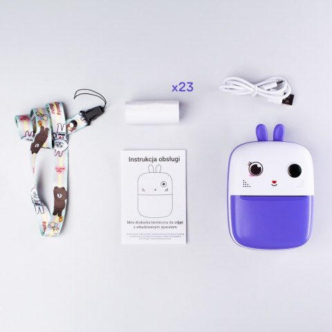 Mini drukarka termiczna dla dzieci z aparatem fotograficznym i kamerą - fioletowa Mini drukarka termiczna dla dzieci z aparatem fotograficznym i kamerą - fioletowa