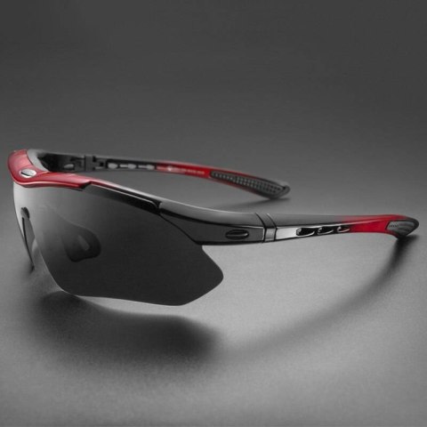 Okulary rowerowe polaryzujące 10001 - ZESTAW czarno-czerwone Okulary rowerowe polaryzujące 10001 - ZESTAW czarno-czerwone