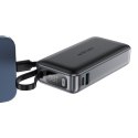 Powerbank 10000mAh PD30W z wbudowanym kablem USB-C - czarny