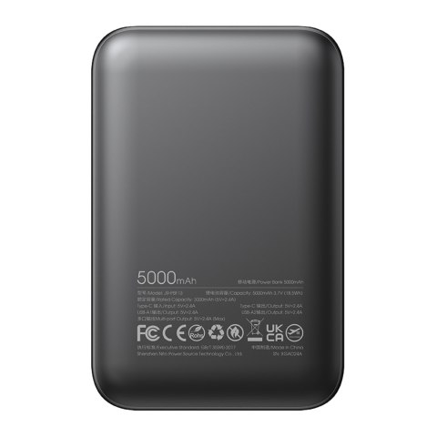 Powerbank JR-PBF13 5000mAh 2.4A 2x USB-A 1x USB-C - czarny Powerbank JR-PBF13 5000mAh 2.4A 2x USB-A 1x USB-C - czarny