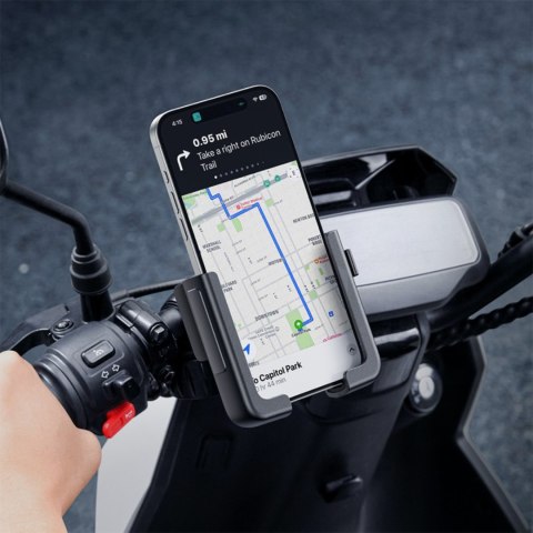 Uchwyt na telefon GoTrip na rower hulajnogę skuter mocowany na kierownicę - czarny Uchwyt na telefon GoTrip na rower hulajnogę skuter mocowany na kierownicę - czarny